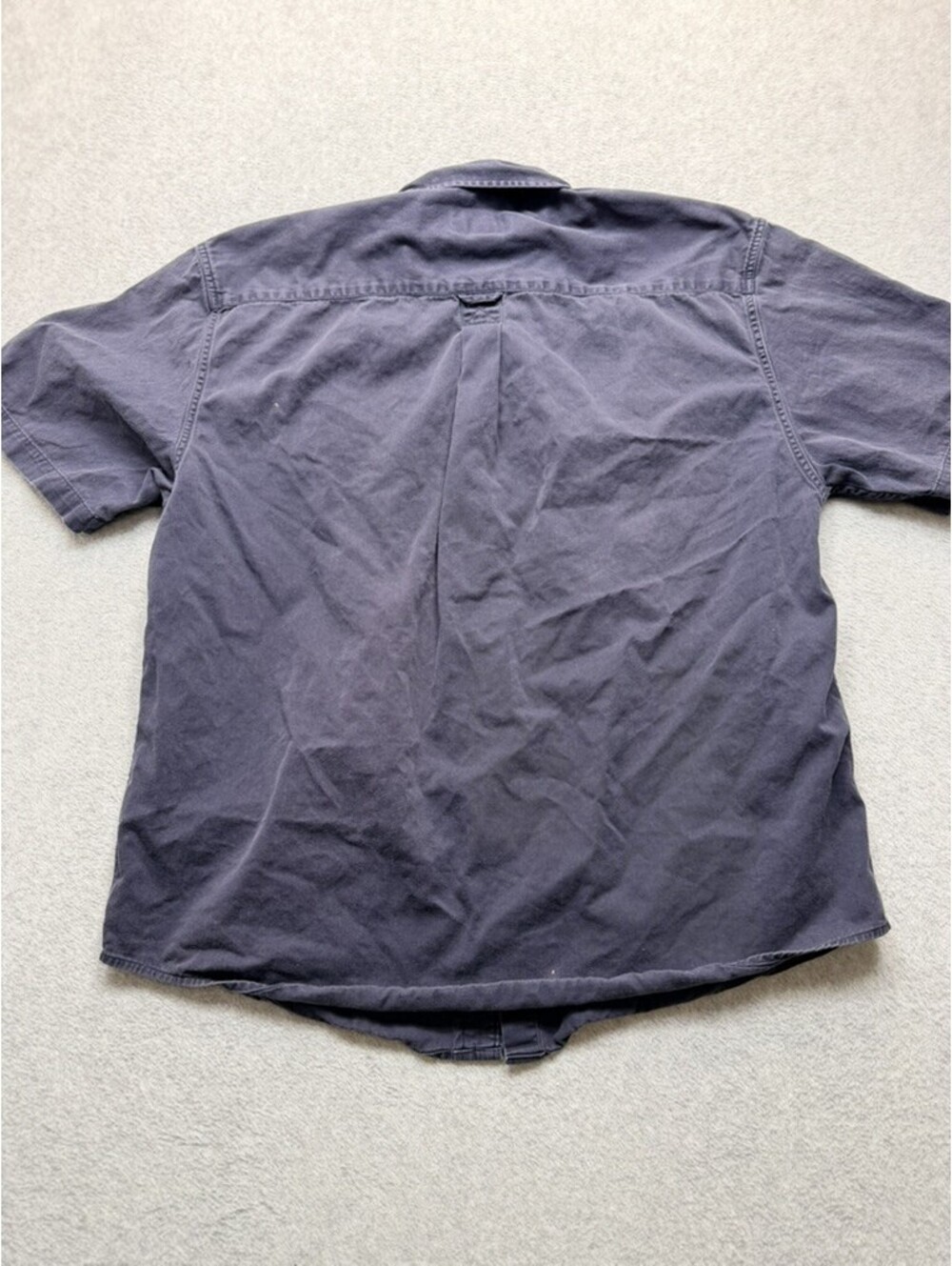 Eddie Bauer Mens Short Sleeve Button Down Shirt L Blue Embroidered Logo Cotton - Picture 6 of 7